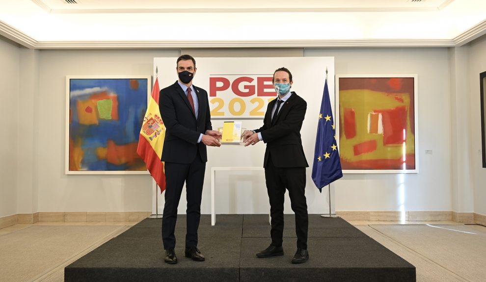 Pedro Sánchez y Pablo Iglesias durante la presentación de los PGE | Foto: MONCLOA