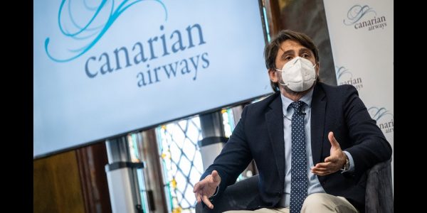 Jorge Marichal en la presentación de Canarian Airways el pasado febrero | ASHOTEL