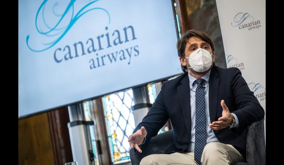 Jorge Marichal en la presentación de Canarian Airways el pasado febrero | ASHOTEL