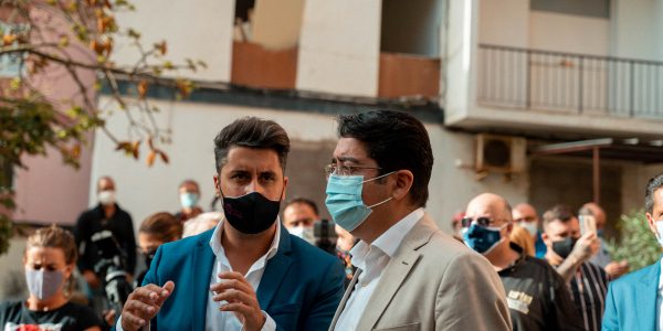 Luis Yeray Gutiérrez (izq.) y Pedro Martín en Las Chumberas el pasado septiembre | AYUNTAMIENTO DE LA LAGUNA