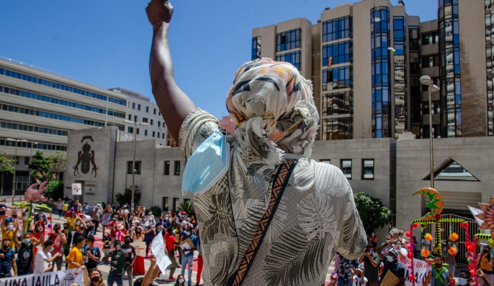 Manifestación por los derechos de las personas en movimiento del pasado sábado en Las Palmas de Gran Canaria | CELESTE BRUNO FOTOGRAFÍA