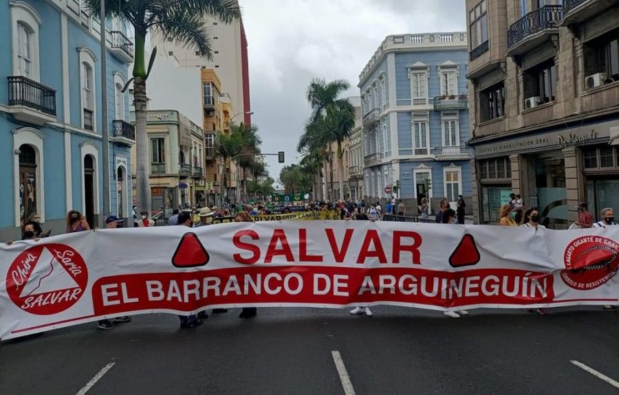 Manifestación en defensa del Barranco de Arguineguín