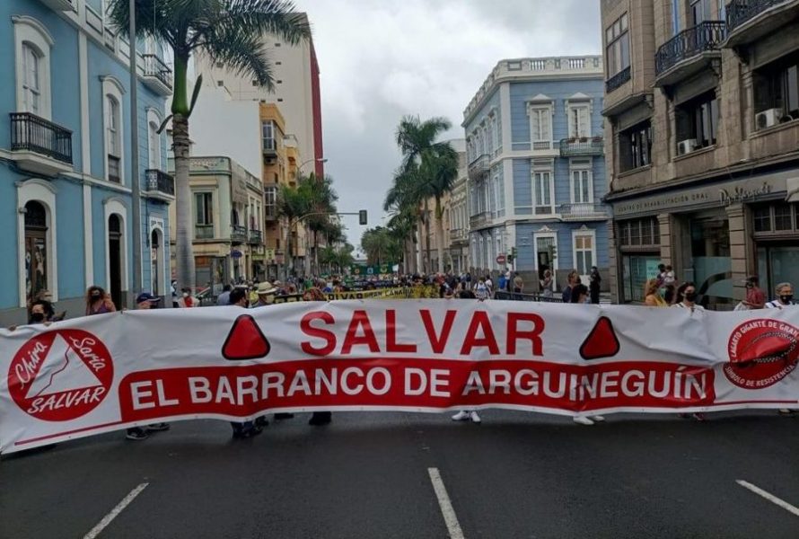 Manifestación en defensa del Barranco de Arguineguín