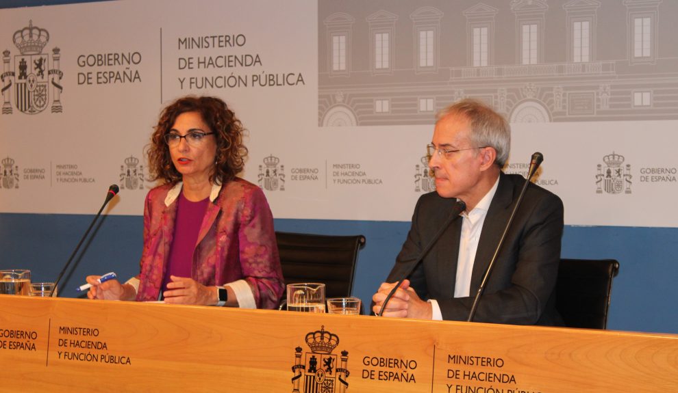 La ministra María Jesús Montero, en la presentación de las medidas fiscales