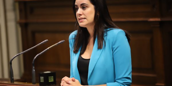 Vidina Espino en la sede del Parlamento de Canarias
