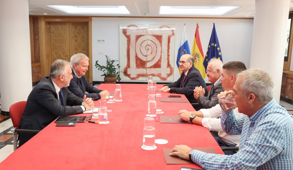 Empresarios del transporte en una reunión con el presidente del Gobierno canario, Ángel Víctor Torres |