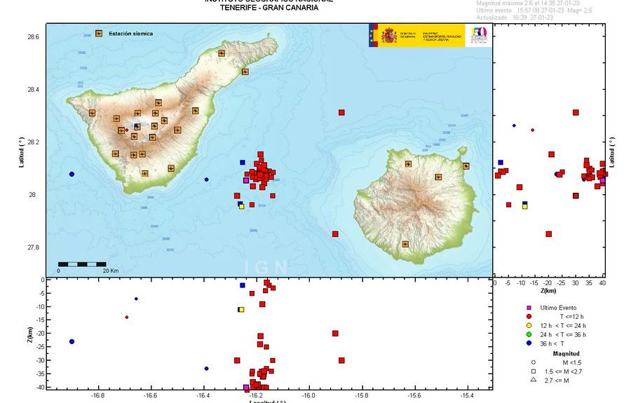 Enjambre sísmico entre Tenerife y Gran Canaria | Foto: IGN
