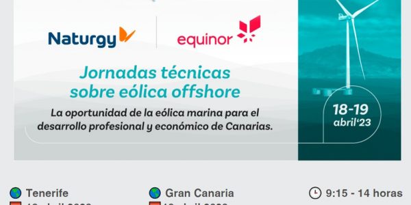Cartel de las jornadas técnicas sobre eólica offshore en Gran Canaria y Tenerife