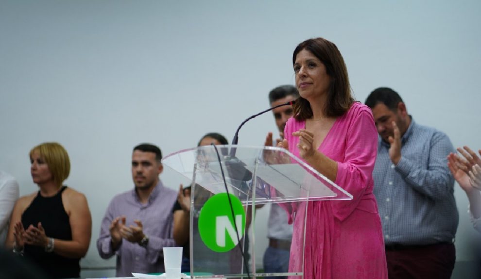 Carmen Hernández durante la noche electoral del 28-M