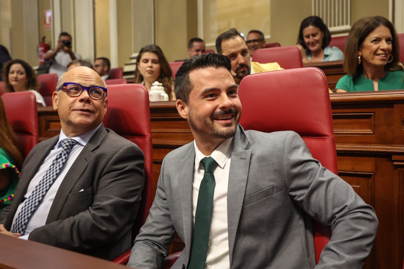 David Toledo (derecha) en un acto de Coalición Canaria