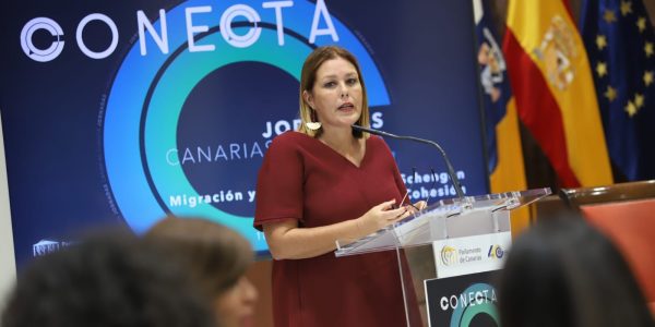 Astrid Pérez en la clausura de las Jornadas Conecta Canarias-Europa | Foto: Parcan