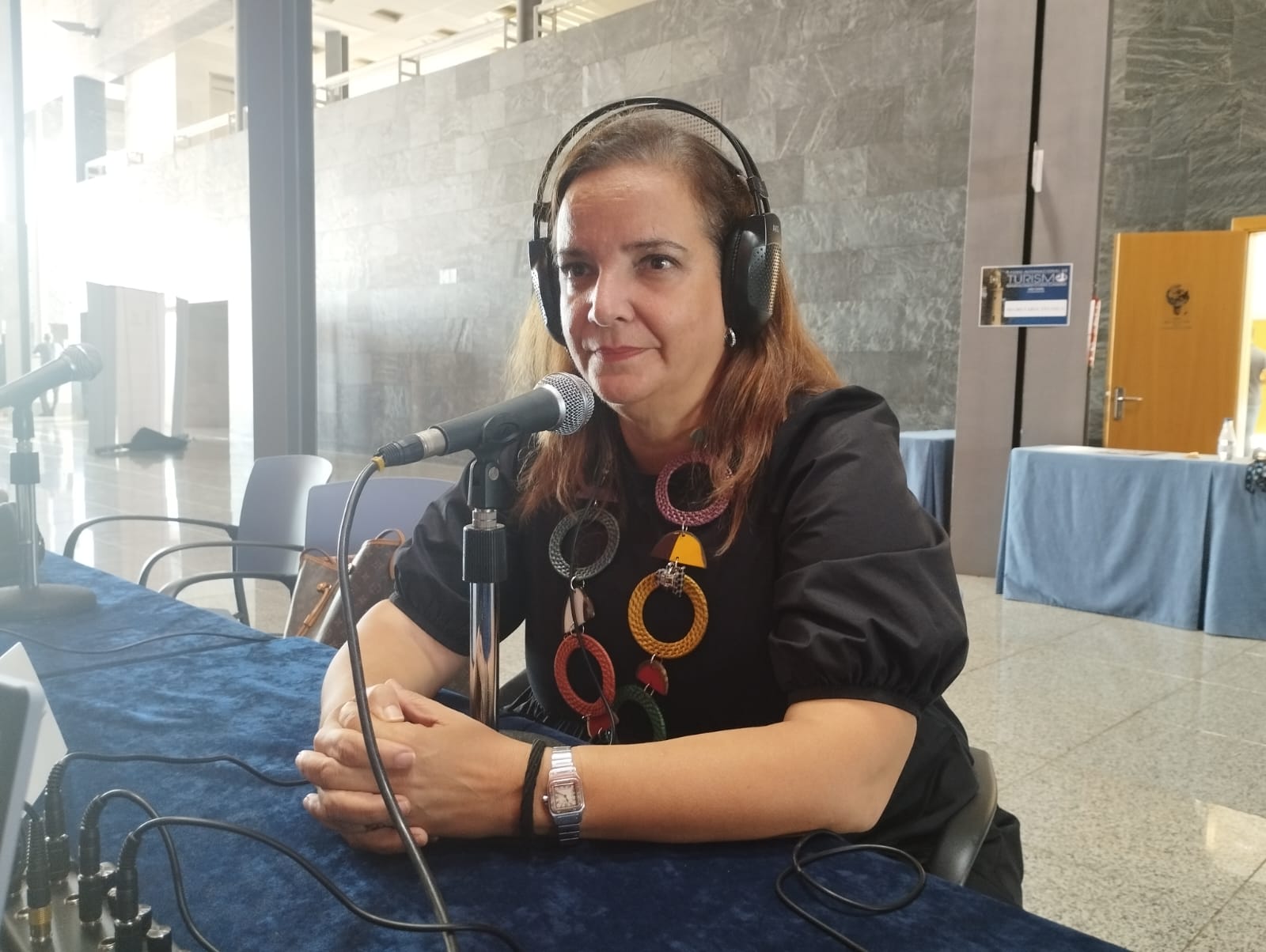 Águeda Borges en los estudios de El Espejo Canario en el XI Foro Internacional de Turismo Maspalomas Costa Canaria Águeda Borges en los estudios de El Espejo Canario en el XI Foro Internacional de Turismo Maspalomas Costa Canaria