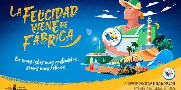 Cartel de la campaña 'La felicidad viene de fábrica' de Asinca