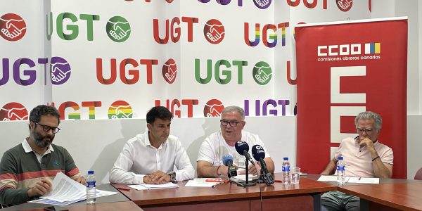 Representantes de CCOO y UGT en una comparecencia de prensa | Foto: CCOO y UGT
