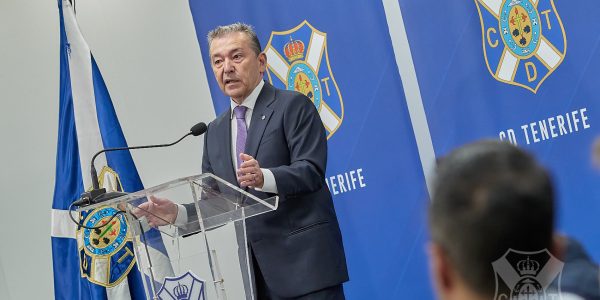 Paulino Rivero, presidente del CD Tenerife, durante una comparecencia | Foto: CD Tenerife