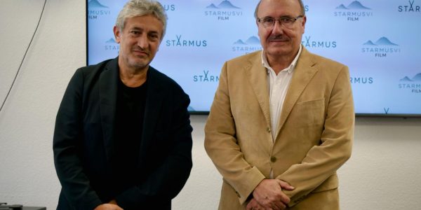 Garik Israelian, codirector de Starmus, y Rafael Rebolo del IAC, durante una rueda de prensa en 2023- | Foto: Iván Jiménez (IAC)