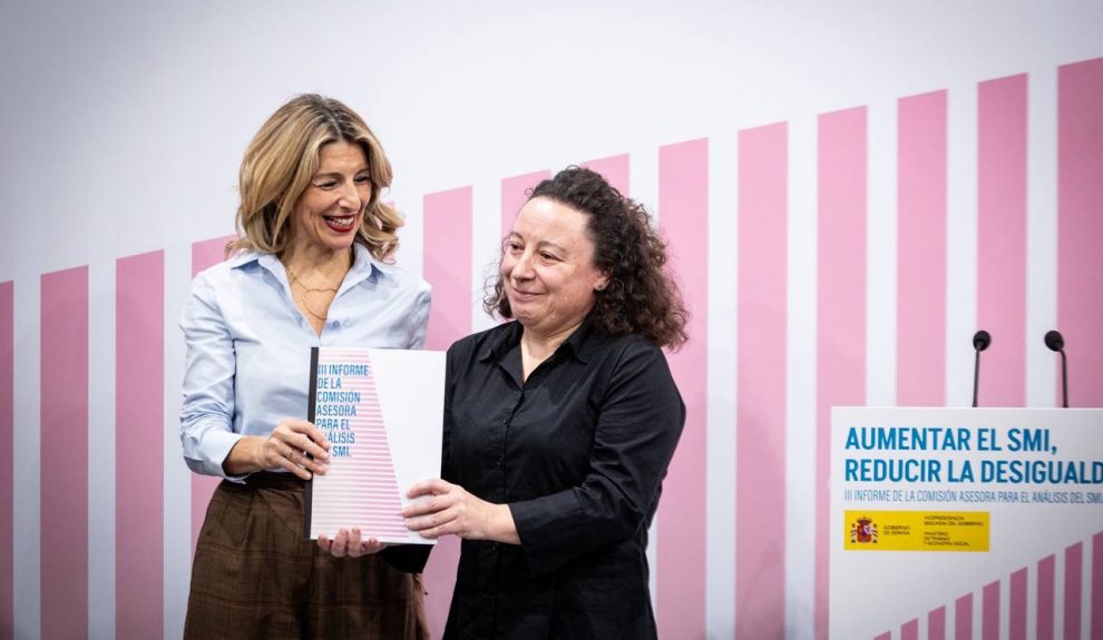 Yolanda Díaz en la presentación del informe para la subida del SMI | Foto: Ministerio de Trabajo y Economía Social