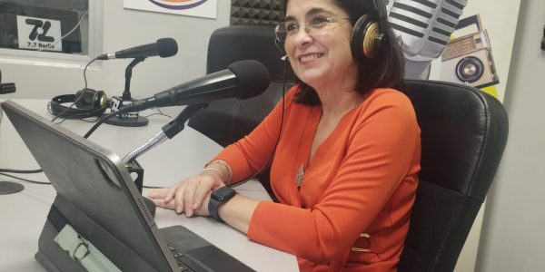Carolina Darias en el estudio de El Espejo Canario