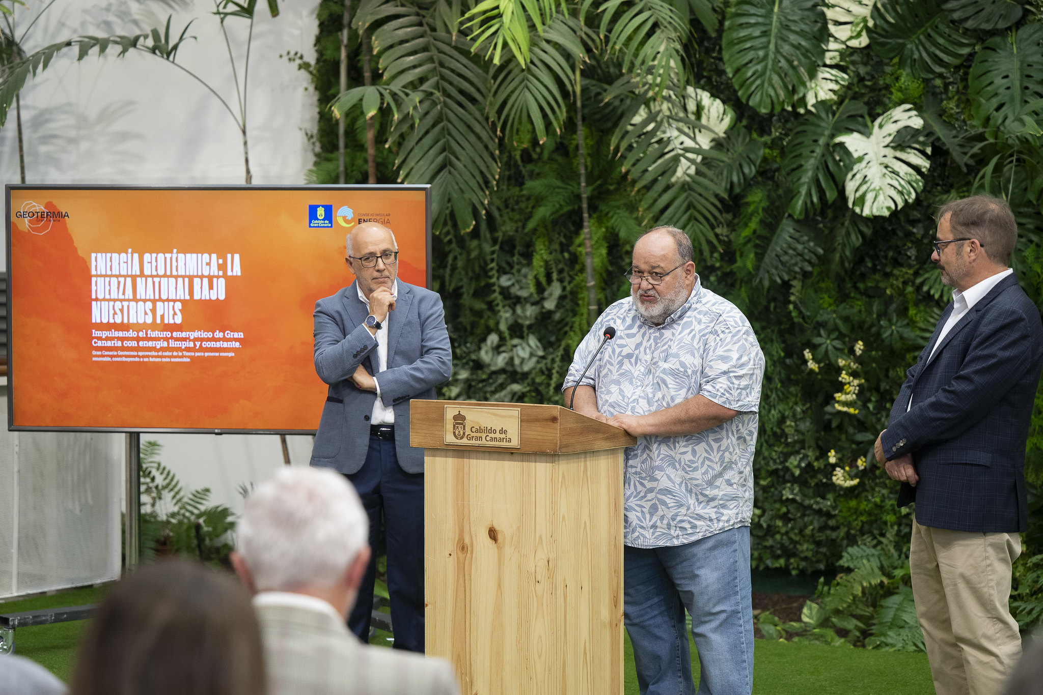 Nemesio Pérez durante la presentación de la exploración de la energía geotérmica | Foto: David Delfour - Cabildo de Gran Canaria Nemesio Pérez durante la presentación de la exploración de la energía geotérmica | Foto: David Delfour - Cabildo de Gran Canaria
