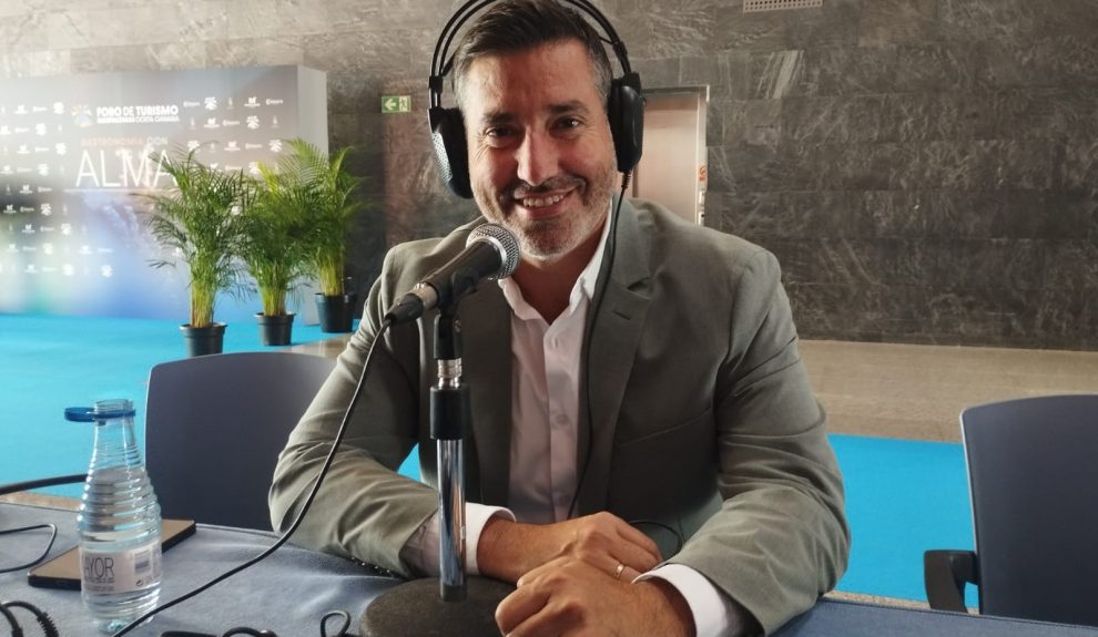 Alejandro Marichal en el set de El Espejo Canario en Expo Meloneras