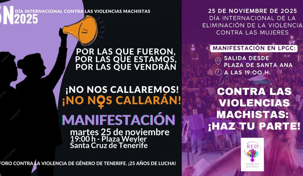 Carteles de la manifestación en ambas capitales