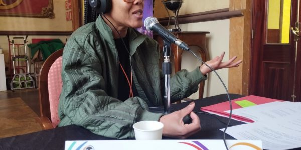 Angélica Dass en el set de El Espejo Canario en el Teatro Leal de La Laguna