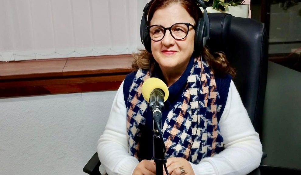 Ángela Delgado en los estudios de El Espejo Canario