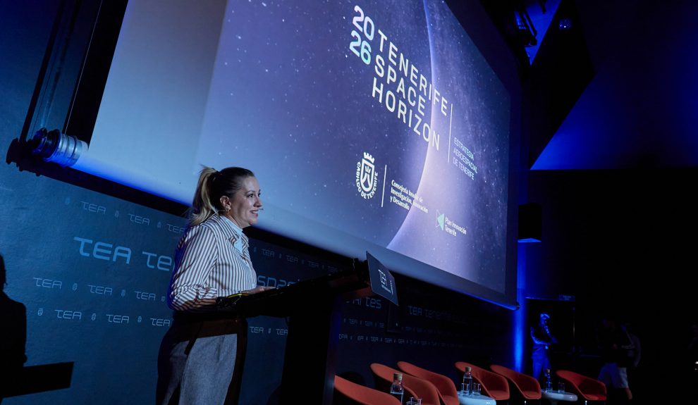 Rosa Dávila durante la presentaciçon de Tenerife Space Horizon | Foto: Cabildo de Tenerife