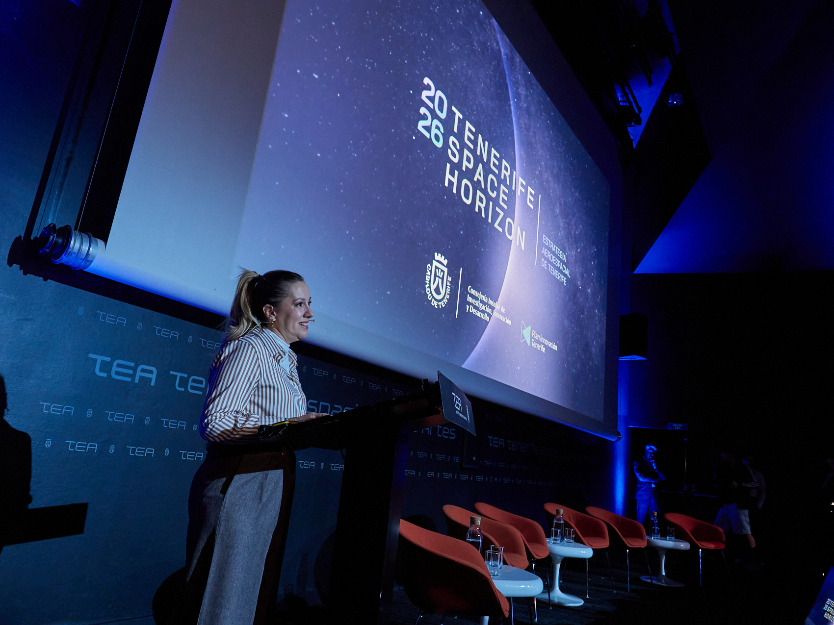 Rosa Dávila durante la presentaciçon de Tenerife Space Horizon | Foto: Cabildo de Tenerife