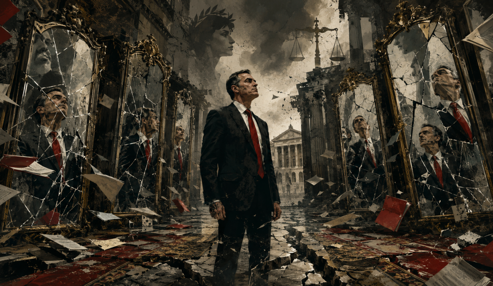 El hall destruido y las sombras políticas