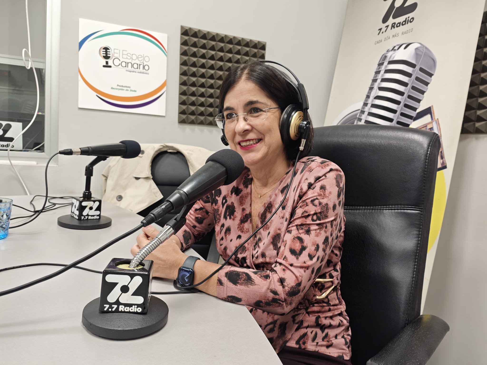 Carolina Darias en el estudio de El Espejo Canario
